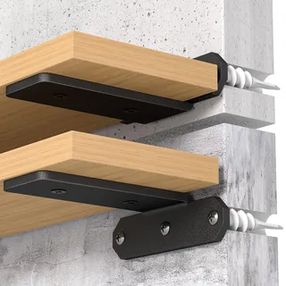 TESSTINA Regalhalterung Unsichtbar 80kg Schwerlast, Regalträger aus Metall Schwarz 3,0cm Höhe für 10-15cm Regalbrett Winkel Regal, Wandhalterung, Regalwinkel, Schwerlastkonsole, Shelf Bracket