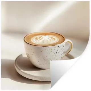 MuchoWow Wandsticker Cappuccino - Schaumstoff - Schale - Beige (1 St), Wandaufkleber, Selbstklebend, Wohnzimmer, 50x50 cm 50 cm x 50 cm x 0.1 cm