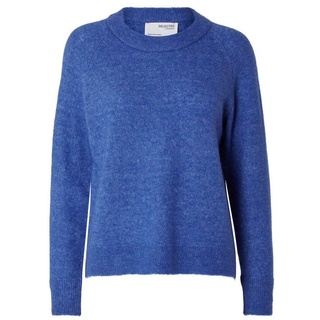 SELECTED FEMME Strickpullover Strick Pullover SLFLULU Wollpullover Rundhals Sweater (1-tlg) 3855 in Blau blau|grau