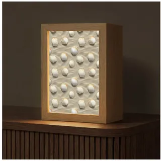 OnlyWow Tischleuchte Lightbox Muscheln - Sand - Maritim, Dimmbar, Farbwechsel, LED, Warmweiß, Kaltweiß, Neutralweiß Einstellbar, Tischlampe, Schreibtischlampe, Desk, Dimmbar, mit Kabel, LED 15 cm x 8 cm x 20 cm