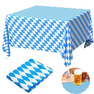Oktoberfest Tischtuch Bayerische Tischdeko, 137 x 274 cm Bayrisch Blau Weiß Bayern Raute Einweg Tischdecke für Bierzelten Haushalt Catering Oktoberfest Deko