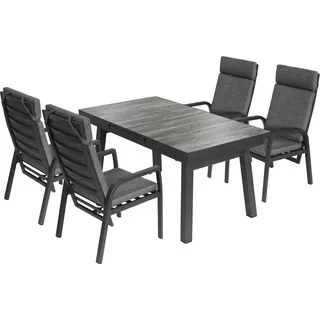 »Sydney 3« Gartenmöbel Set, Aluminium, 4 Personen - Grau