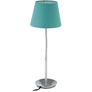 Relaxdays Tischlampe flexibel, mit Stoffschirm, verchromter Fuß, E14 Fassung, Nachttischlampe, HxD: 47 x 17 cm, türkis