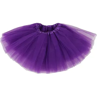 Ancokig Damen Tütü Rock Minirock 4 Lagen Petticoat Tanzkleid Dehnbaren Mini Skater Tutu Rock Erwachsene Ballettrock Tüllrock für Party Halloween Kostüme Tanzen (Violett) - Einheitsgröße