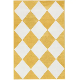 Puzzle Teppich - Weiß / Gelb 140x200