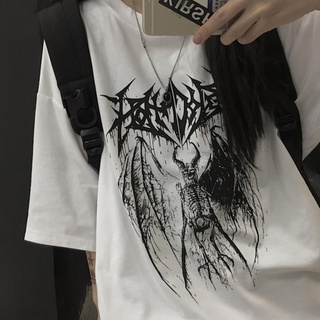 Yujun T-Shirt Punk Oversized Butterfly Harajuku Dark Tops Male Fashion Swag Aesthetic Unisex Hip Hop Gothic T-Shirts Streetwear