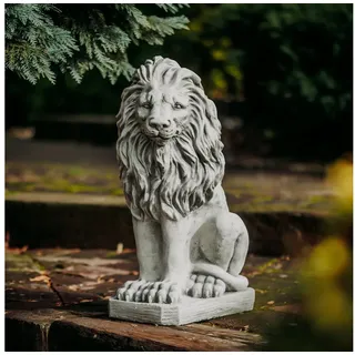 gartendekoparadies.de Gartenfigur Löwen Satuen Steinfiguren 2er-Set, H. 53 cm, 78 kg, (1 St., 2er-Set), Frostsicher grau