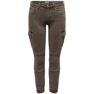 Only Damen Cargo Jeans ONLMISSOURI REG ANK LIFE Slim Fit Grau 15170889 Normaler Bund Reißverschluss W 34 L 32