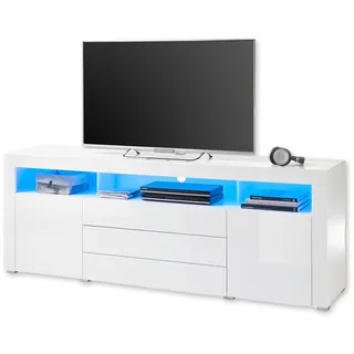 Stella Trading TV-Lowboard Goal 200 x 74 x 44 cm Weiß Hochglanz Holzwerkstoff