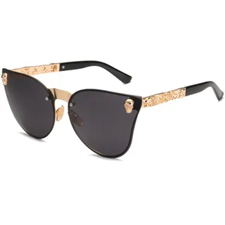 Totenkopf-Sonnenbrille für Damen, Vintage-Stil, übergroß, randlos, Cateye Eyewe-Sonnenbrille für Damen