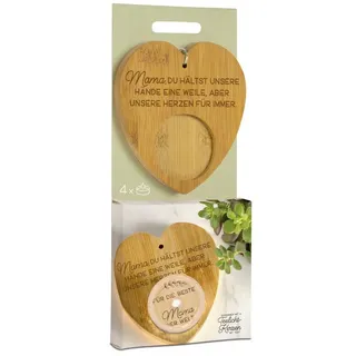 formano Teelichthalter Magic Kerze Mama hält Herzen Bambus-Holz-Herz 4 Teelichter (1 St), aus Bambusholz