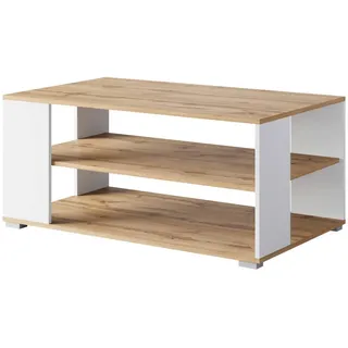 P & B Couchtisch Narobi, Weiß, Eiche Wotan, Holzwerkstoff, rechteckig, eckig, 60x45x100 cm, Fsc, Stauraum, einfacher Aufbau, Wohnzimmer, Wohnzimmertische, Couchtische, Couchtische mit Stauraum