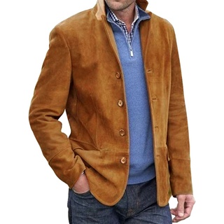 Herren Outdoorjacken Reverskragen Outwear Casual Mantel Langarm Business Jacke Braun,Größe XL