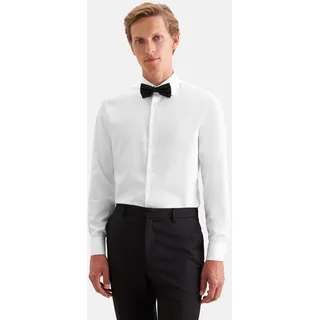 Smokinghemd SEIDENSTICKER, Herren, Gr. XXL (45), normale Ärmellängen, weiß, 100% Baumwolle, unifarben, slim fit, Doppelmanschette, Hemden, Gala Uni