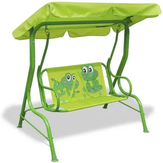 Susany Kinder-Hollywoodschaukel Gartenschaukel Gartenliege Schaukelbank Mit Sonnendach 2-Sitzer Frosch 115 x 75 x 110 cm Grün