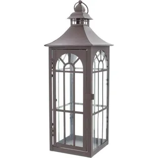Dekoleidenschaft Laterne aus Metall & Glas 45 cm hoch Hängelaterne braun