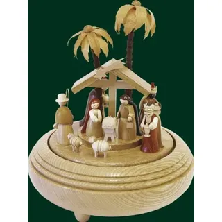 Rudolphs Schatzkiste Spieldose Christi Geburt Natur Höhe= 20cm NEU Spieluhr Spielwerk Musik Dose Figur Seiffen Erzgebirge Holz Dekoration Weihnachten