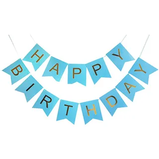 Happy Birthday Girlande aus Papier - schöne Deko für Geburtstage JGA Partys Kinder Mädchen Jungen Fahnen Band Fenster Schnur Dekoration Baby Kinder Banner Für cm(Blau)