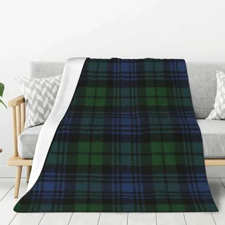 asbwuo Black Watch Ancient Original Scottish Tartan Anti-Pilling-Decke mit Gittermuster, Dicker, doppelseitiger Flanell, doppelt verwendbar, für Zuhause und unterwegs, 152,4 x 127 cm
