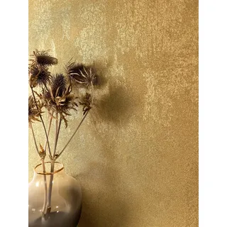 Newroom Vliestapete Gold Uni Betonoptik Wohnzimmer Glamour Tapete