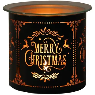Woodbridge Teelicht Duftlampe | Merry Christmas Black & Gold | Aromalampe für Duftwachs | Deko Duftöl Lampe | Stimmungsvolle Raumduft Lampe | Geschenkidee Weihnachten | Geschenkidee Weihnachten
