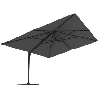 paramondo Ampelschirm Ampelschirm 4x3m rechteckig drehbar Kurbel Standkreuz grau anthrazit, LxB: 300x400 cm, 360° Schwenkbar, Kurbelbedienung, Gestell inkl. Standkreuz grau