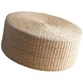 Ioensy Handgefertigtes, Gewebtes Meditationskissen, Rundes Bodenkissen Aus Schilf, Pouf, Sitzkissen für Landhaus Schlafzimmer, Balkon, 30cmx20cm