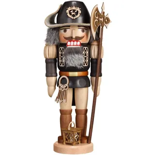 Rudolphs Schatzkiste Nussknacker Nachtwächter mit Speer Natur/schwarz Höhe 37,5cm NEU Weihnachten Seiffen Nutcracker Nüsse Erzgebirge Winter Dekoration Holzkunst Holz Weihnachtsmann Christmas W