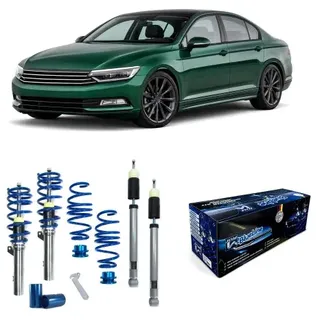 JOM Car Parts & Car Parts GmbH BlueLine Gewindefahrwerk passend für Passat B8 (3C) HA Mehrlenker (Multilink) passend für VW Passat B8 (3C) 1.4 TSI, 1.5 TSI, 1.8 TSI 132KW, 1.6 TDI 88KW, 2.0 TDI 81KW/ 90KW, 2014-2023, Ã 50/55 mm!! (Achslast VA 1160 kg) nur passend bei HA Mehrlenker (