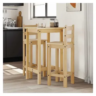 furnicato Bargruppe Bar-Set aus massivem Kiefernholz Honigwachs-Finish 57x57x101 cm, 37x38, (1-tlg), Sitzgruppe mit Rückenlehne, Fußstütze und Platz für die Küche braun 57 cm x 101 cm x 57 cm