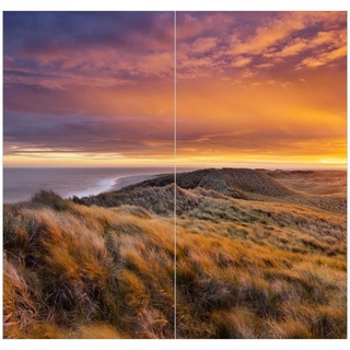 Duschrückwand - Sonnenaufgang am Strand auf Sylt, Material:Hartfolie Smart Glanz 0.32 mm, Größe HxB:2-teilig à 200x100 cm