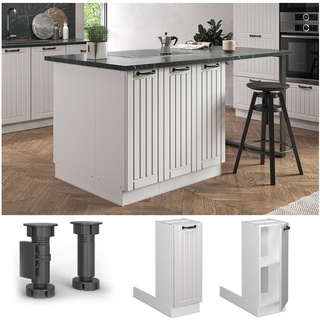 Vicco Regalinselunterschrank Küchenschrank Küchenmöbel Fame-Line Landhaus Weiß 30 cm Küche Einbauküche Kücheninsel Drehtür Einlegeboden Blende Küchenunterschrank Küchenzeile