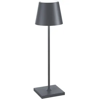 Zafferano, Poldina Pro Lampe, Kabellose, Wiederaufladbare Tischlampe mit Touch Control, Auch für den Außenbereich Geeignet, Dimmer, 2200-3000 K, Höhe 38 cm, Farbe Dunkelgrau