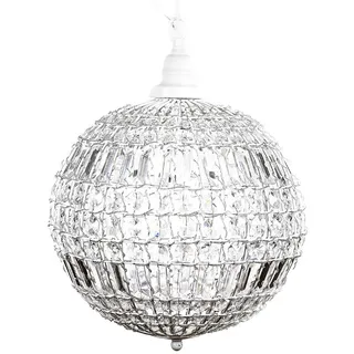 Kugelleuchte CRISTAL weiß mit Kristallen Kugellampe Hängelampe Kugel
