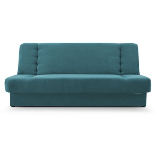 mb-moebel Sofa mit Schlaffunktion und Bettkasten, Kippsofa Klappsofa Schlafsofa Clic-Clack Couch für Wohnzimmer Federkern Sofagarnitur Polstersofa 92x192x85cm - Cyprus (Türkis- Soro 86)