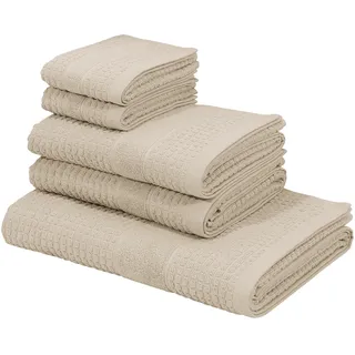 Handtuch Set KANGAROOS "Summer, Duschtuch, Handtuch, Gästeücher", beige (creme), Frottier, Frottier, Obermaterial: 100% Baumwolle, Handtuch-Sets, einfarbiges Handtuch-Set aus 100% Baumwolle, Hoch-Tief-Effekt