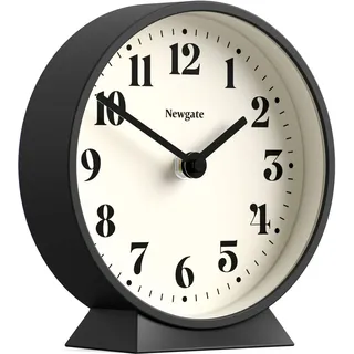 NEWGATE® Theatre kaminuhr | Moderner klassischer runder Design | Schwarz | Zeitgenössischer Stil für Schreibtisch, Tisch, Regal oder Nachttisch