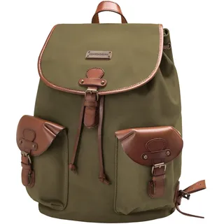 DRAKENSBERG Rucksack 'Henrietta' aus Canvas, Leder für Damen, Herren, Wanderruck im alpinen Vintage-Design, 20L - Oliv-Grün, DR00139