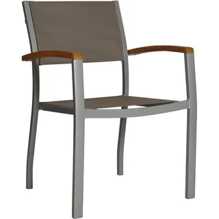 Gartenstuhl MERXX "Monaco" Stühle Gr. B/H/T: 59 cm x 85 cm x 56 cm, 1 St., Aluminium, grau Gartenstuhl Gartenstühle Stühle Armstützen aus Akazie, stapelbar