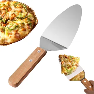 Pizzaheber Edelstahl Dreieck Spaten mit Holzgriff Kuchen Servierutensilien Tortenspachtel Schneider für Dessert Perfekt für Pizza, Kuchen und Pasteten, Dreieck Spaten zum Servieren von Pizza