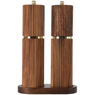 Salz- Und Pfeffermühlen-set Aus Holz, Nachfüllbare Salz- Und Pfeffermühlen Mit Einstellbarem Mahlgrad, Manuelle Pfeffermühle Aus Akazienholz, Passende Salz- Und Pfefferstreuer, Holztablett