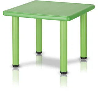 KHG Kindertisch Grün Sitzgruppe aus pflegeleichtem Kunststoff für Drinnen & Draußen, 30kg belastbar, sicher & geprüft 62x50x62 cm