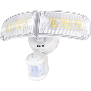 ZOFO 4000LM LED Strahler mit Bewegungsmelder Außen, Superhell LED Fluter Lampe mit Bewegungsmelder, 5000K LED Außenstrahler, IP65 Wasserdicht PIR LED-Sicherheitslicht für Garage, Weiß, Dual-Kopf