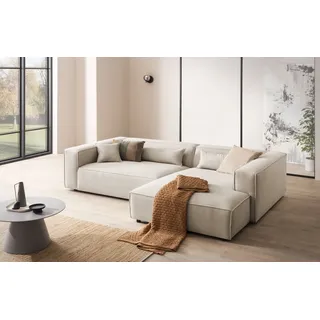 LeGer Home by Lena Gercke LeGer Home Ecksofa PIARA 267x66x167 cm Cord, Ottomane rechts (hellbeige),
