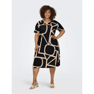 ONLY CARMAKOMA Damen »CARFYRLA LIFE S/S V-NCK BLK AOP DRE Noos, S - 42-44 - Schwarz