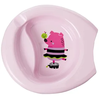Chicco Esslernschale Easy Teller, Babyschüssel mit rutschfestem Boden, ergonomisches Design, Entwöhnungsschüssel, Ab 6 Monate, Rosa, Baby
