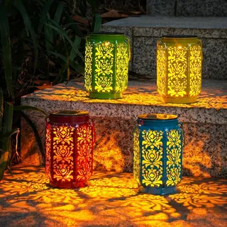 OxyLED Laternen für Draußen, 4 Stück Solarlaterne für Außen Solar Laterne IP44 Wasserdicht Metall Dekorativ Solarlampe Garten Gartendeko Solar Deko Draußen für Balkon Weg Garten Patio Terrasse