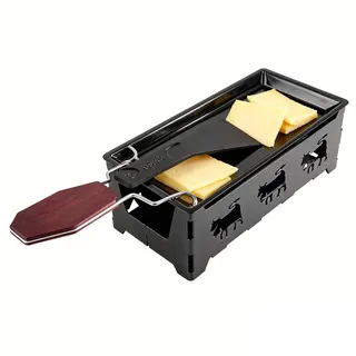Raclette Grill mit Rahmen und Spatel, Tragbare Racletteofen mit Teelicht, Antihaft-Käseschmelzer Rotaster Backblech Herd Set für Haushalts Küche Grillwerkzeug