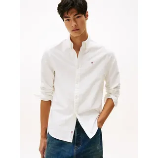 Tommy Hilfiger Tommy Jeans Langarmhemd TJM REGULAR OXFORD mit Rundhalsausschnitt, Button-down-Kragen weiß S (46)