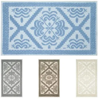 OLIVO.shop | Sardischer Teppich aus recycelter Baumwolle, sardischer Teppich für Badezimmer, Küche, Wohnzimmer, sardische Teppiche (Hellblau, 45 x 75 cm)